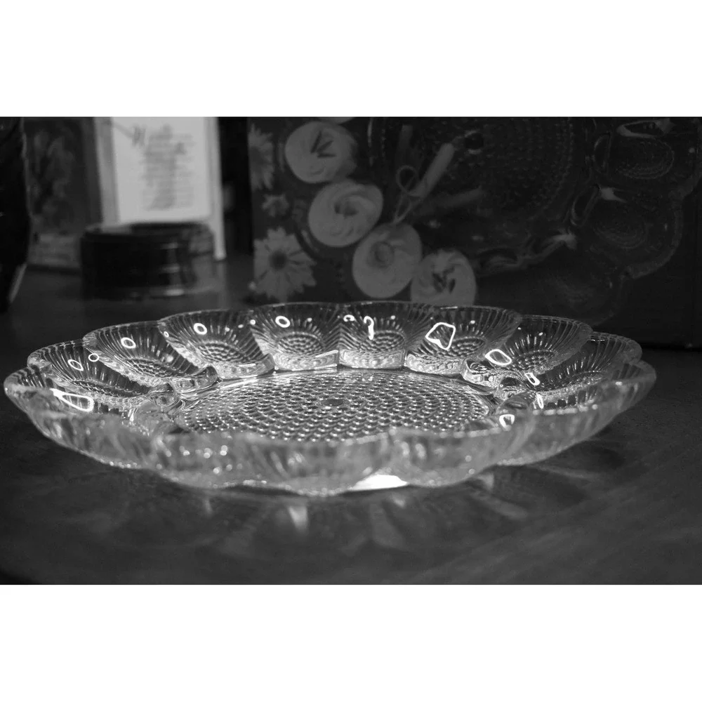 Vintage Indiana‎ Glass Egg Relish Dish: Crystal Collection Tray